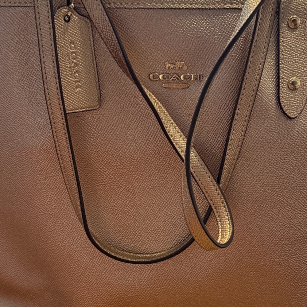 Coach Metallic Brown Tote Bag